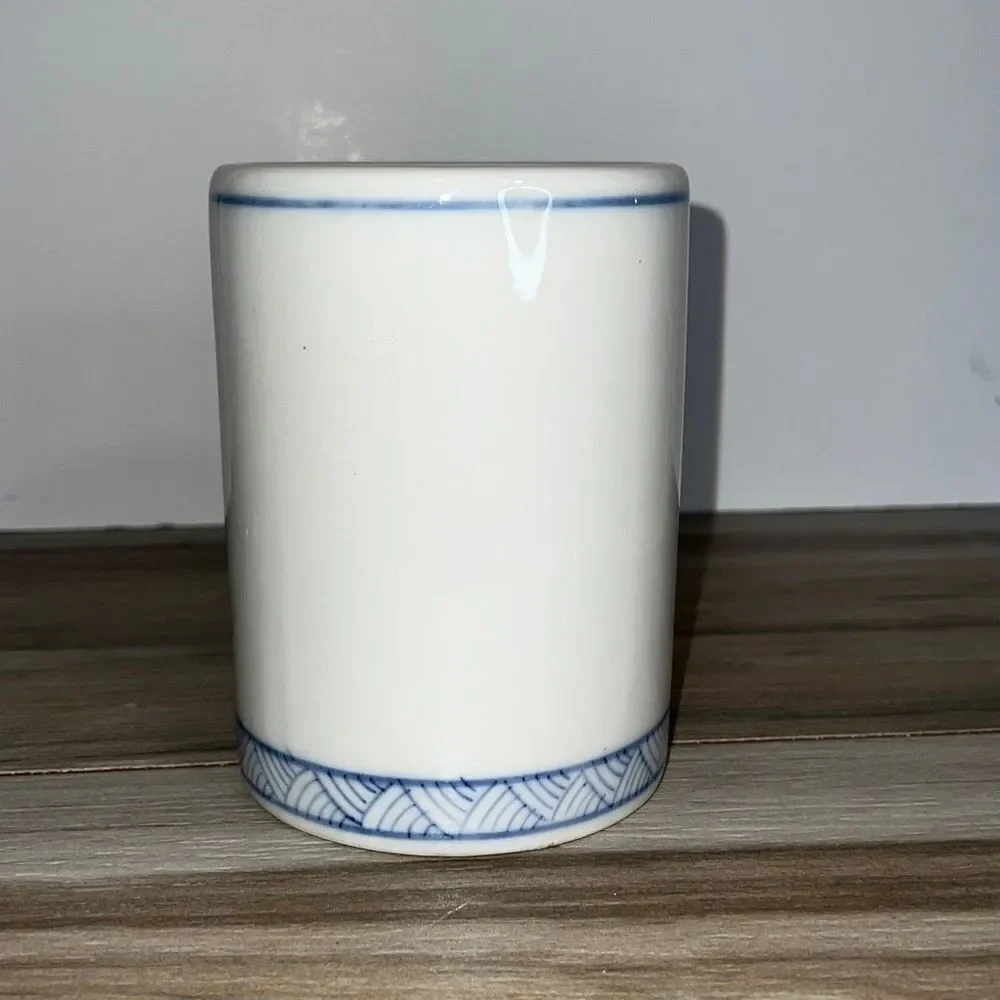 Williams Sonoma Grande Cuisine Blue Chinese Symbol Brush Pot 5”